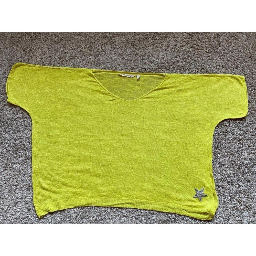 Soft Surroundings Top Summer Knit PL Women Lightweight Star Bling Boho sku7